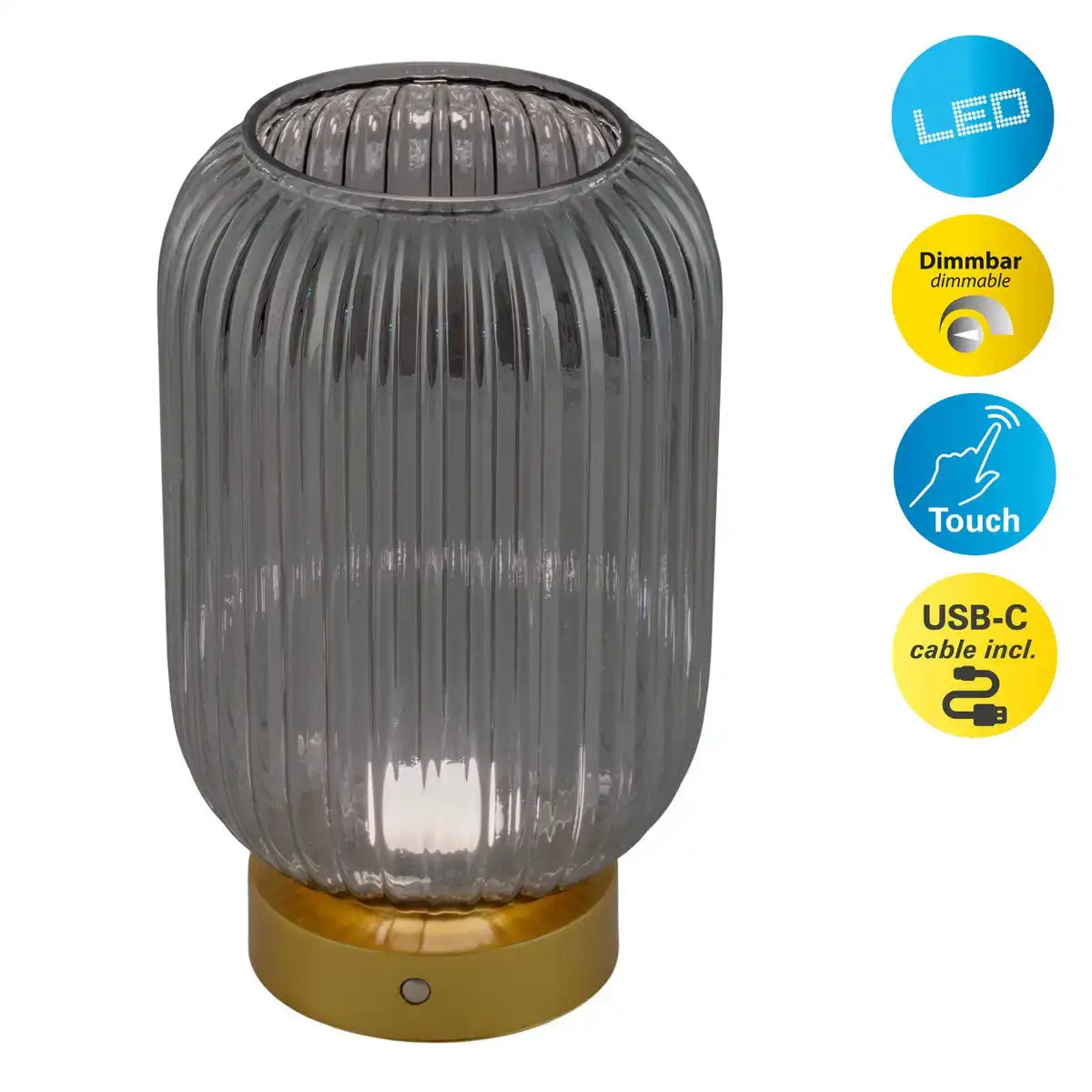 Akkutischleuchte "LUISE" Gold, Klassik, Gold, mit integrierter LED, warmweiß