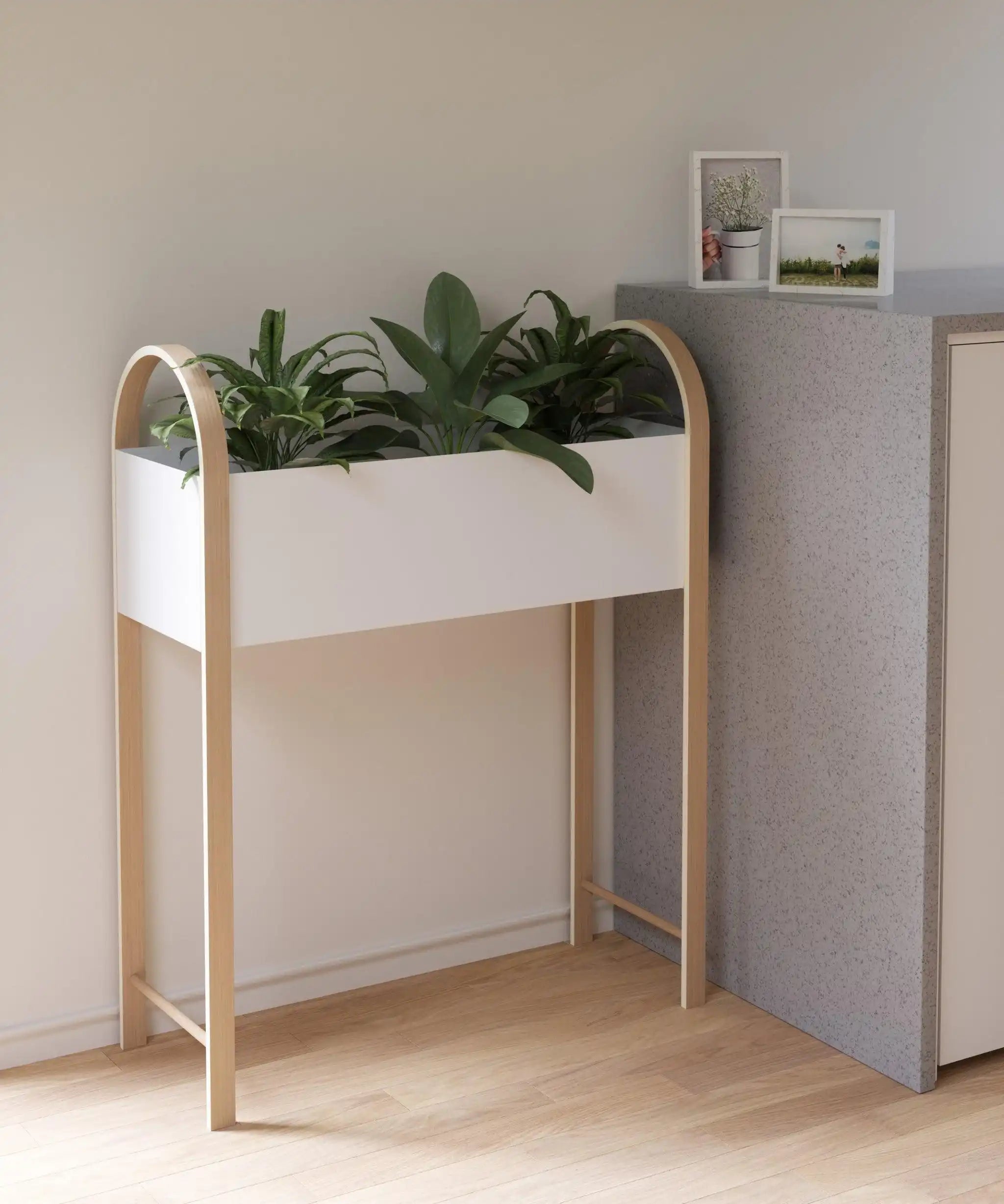 Blumen Kübel Blumentopf Hohen Pflanzentopf Weiss Metall Holz - HomeDesign Knaus