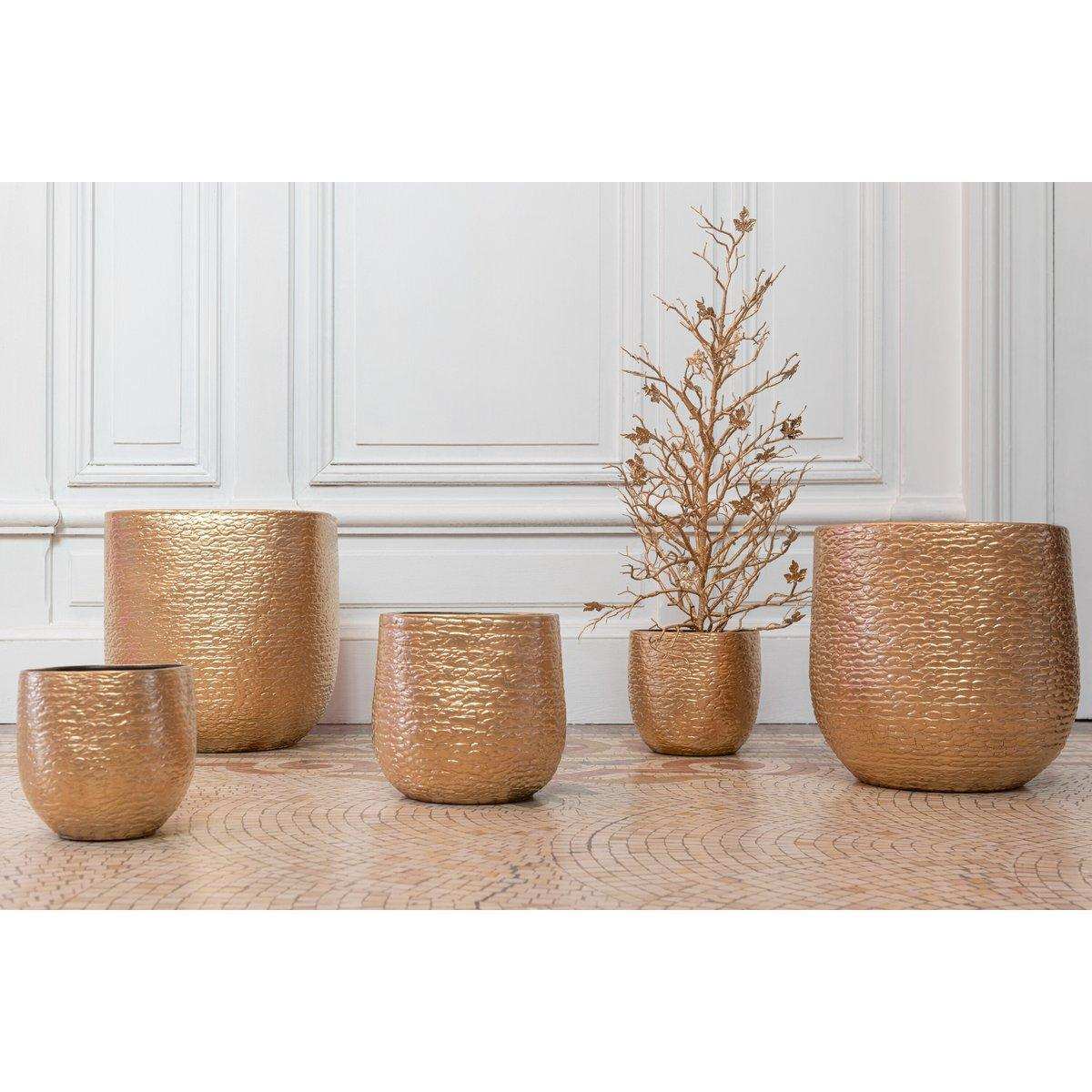 Blumentopf Audrey – Keramik – Gold – extra groß – Ø 31,00 cm - HomeDesign Knaus