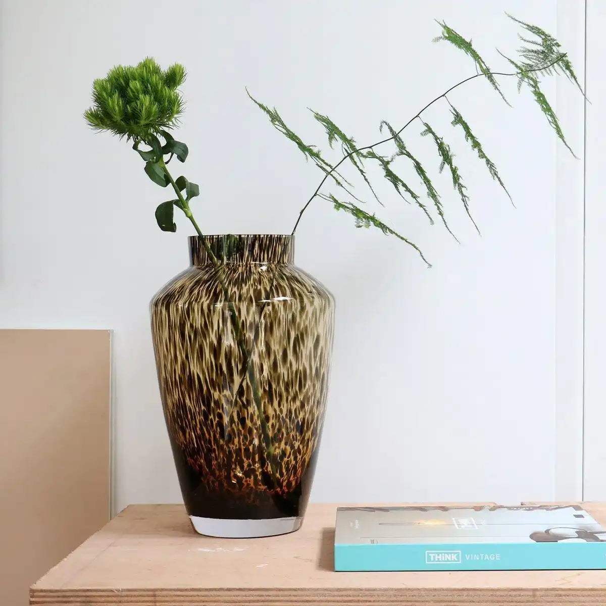 Blumenvase Glasvase Hudson Gepard Braun Gold Vase 35 cm - HomeDesign Knaus