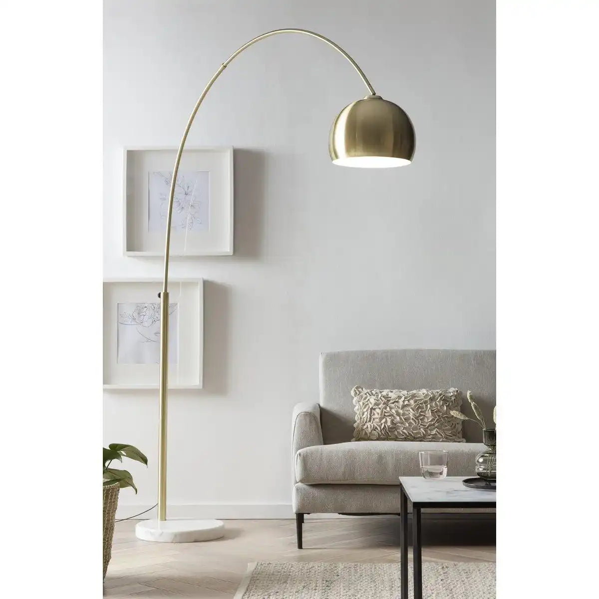 Bogenlampe Messing mit Marmorfuß - HomeDesign Knaus