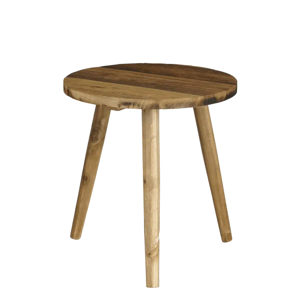 Bold Beistelltisch – H36 x Ø33 cm – Recyceltes Holz – Braun - HomeDesign Knaus