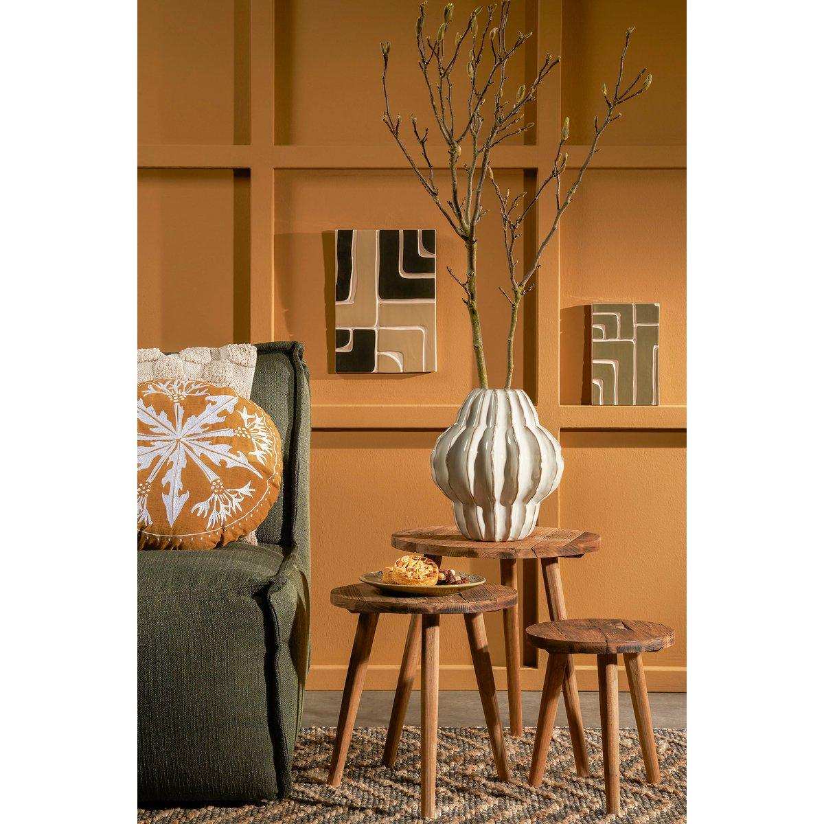 Bold Beistelltisch – H36 x Ø33 cm – Recyceltes Holz – Braun - HomeDesign Knaus