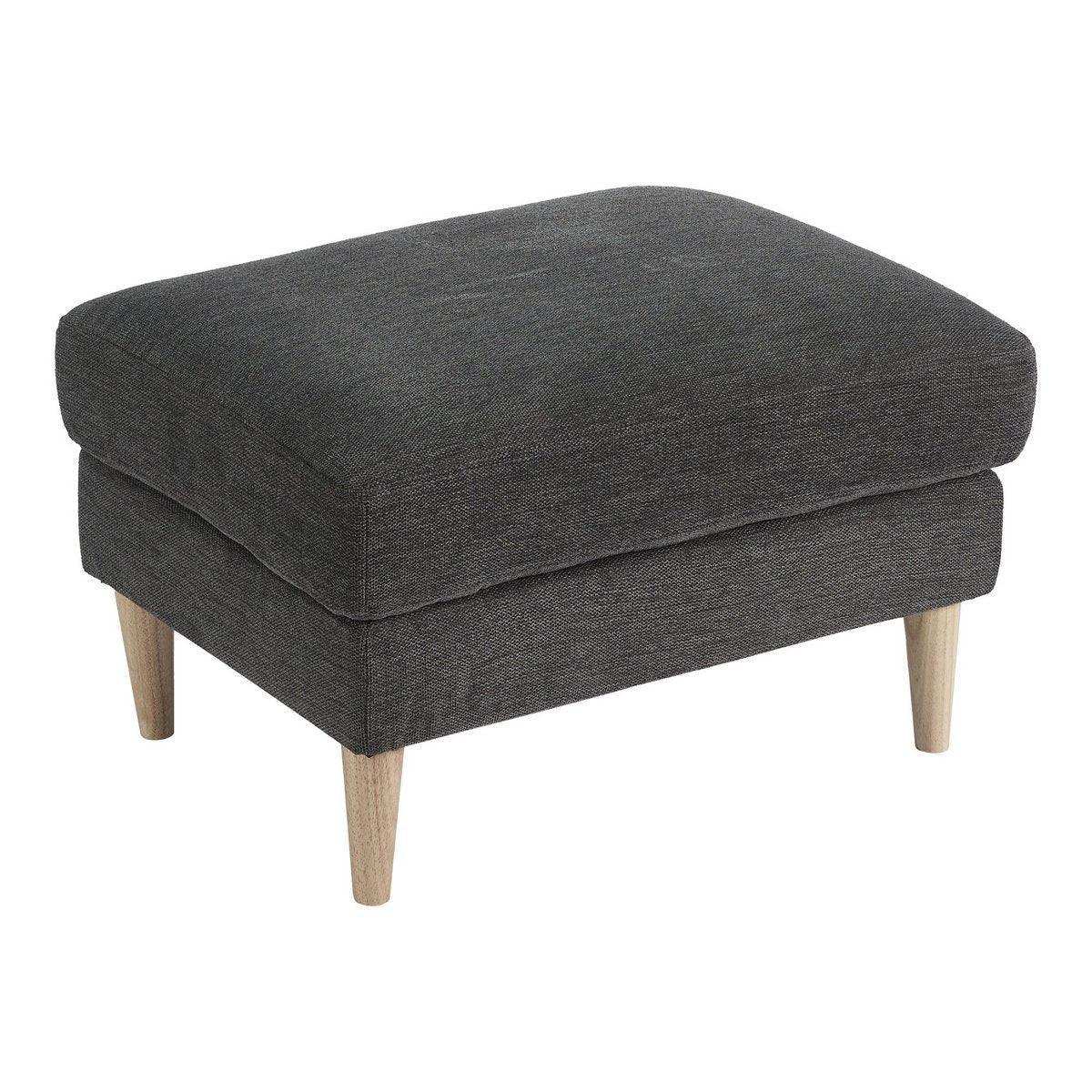 Bologna Pouf – Pouf, dunkelgrau mit natürlichen Holzbeinen, HN1045 - HomeDesign Knaus