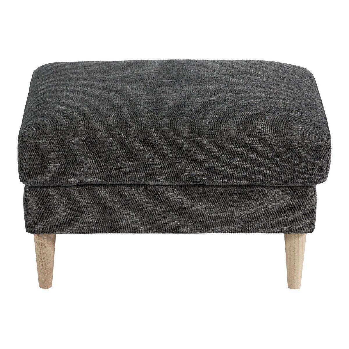 Bologna Pouf – Pouf, dunkelgrau mit natürlichen Holzbeinen, HN1045 - HomeDesign Knaus