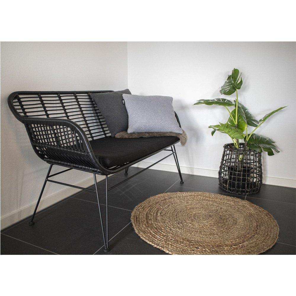 Bombay-Teppich – geflochtene Jute, natur – Ø90 cm - HomeDesign Knaus