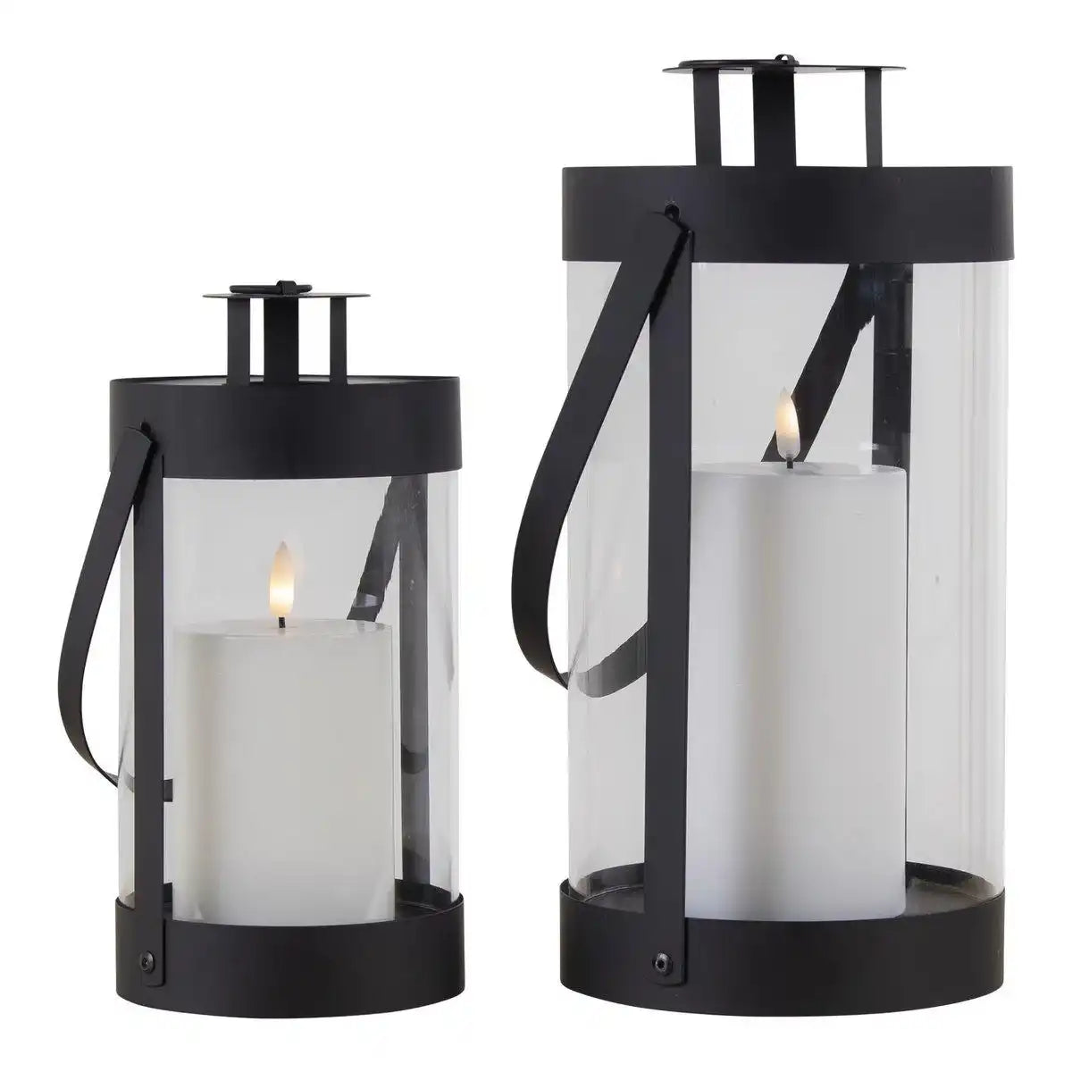 Bondi-Laternen – Schwarz, Stahl/Glas – 2er-Set - HomeDesign Knaus