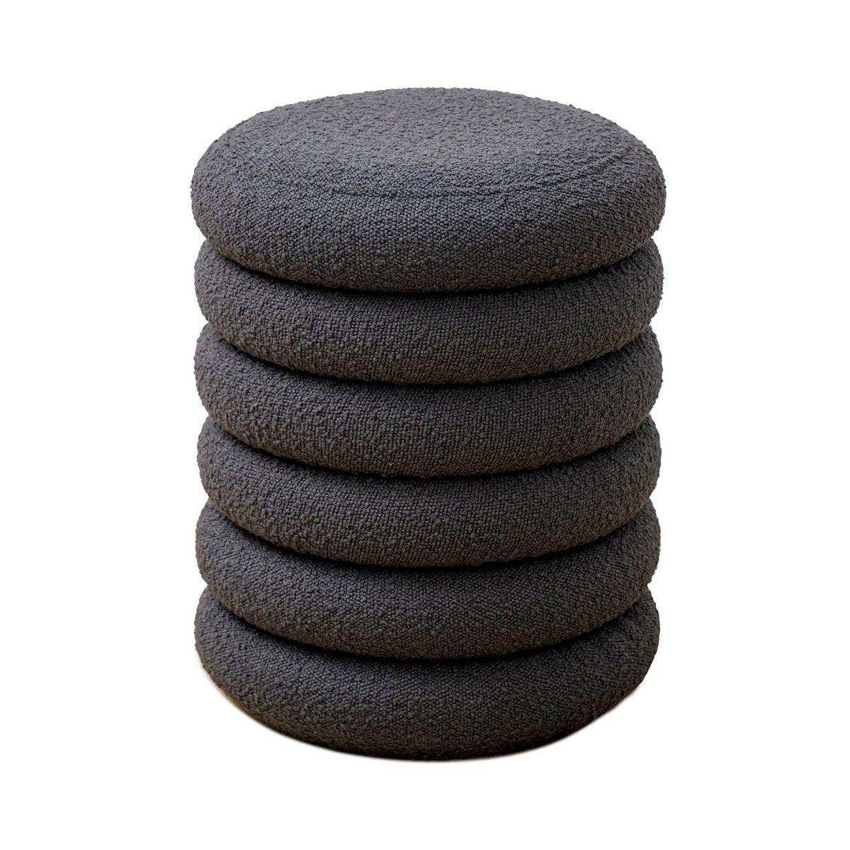 Bouclé Sitzhocker Ø38 cm Anthrazit - HomeDesign Knaus