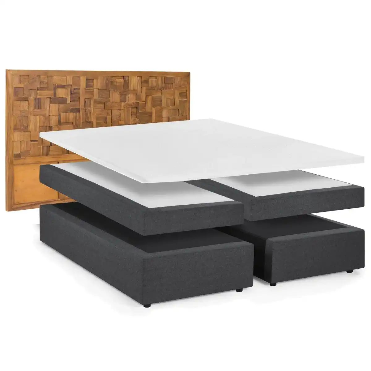 Boxspringbett mit Holz-Mosaik-Kopfteil - HomeDesign Knaus