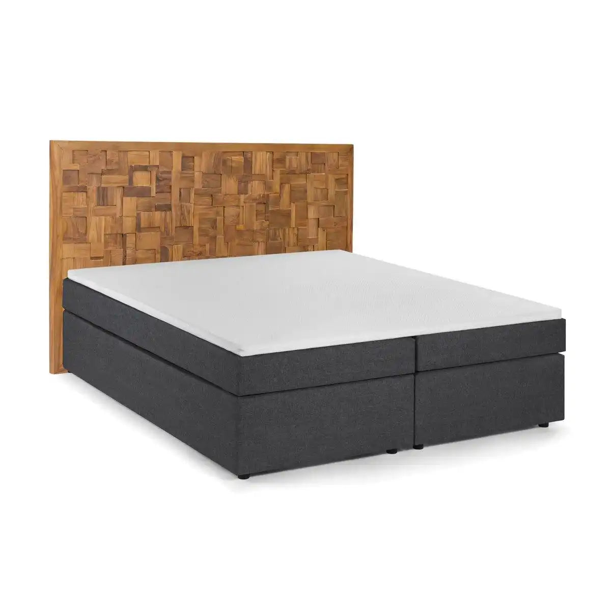 Boxspringbett mit Holz-Mosaik-Kopfteil - HomeDesign Knaus