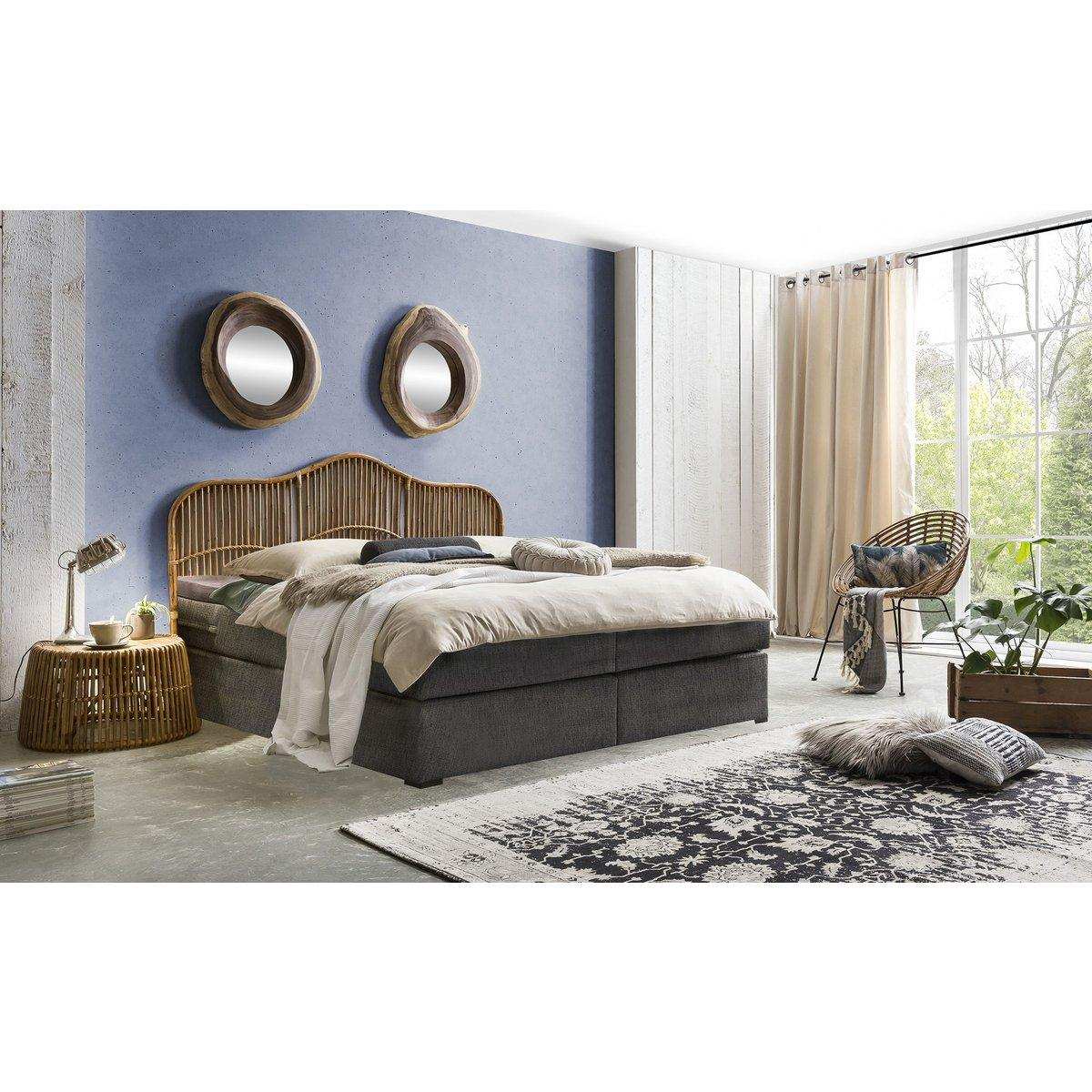 Boxspringbett mit Rattan-Kopfteil - HomeDesign Knaus