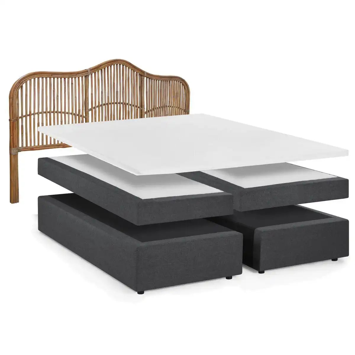 Boxspringbett mit Rattan-Kopfteil - HomeDesign Knaus
