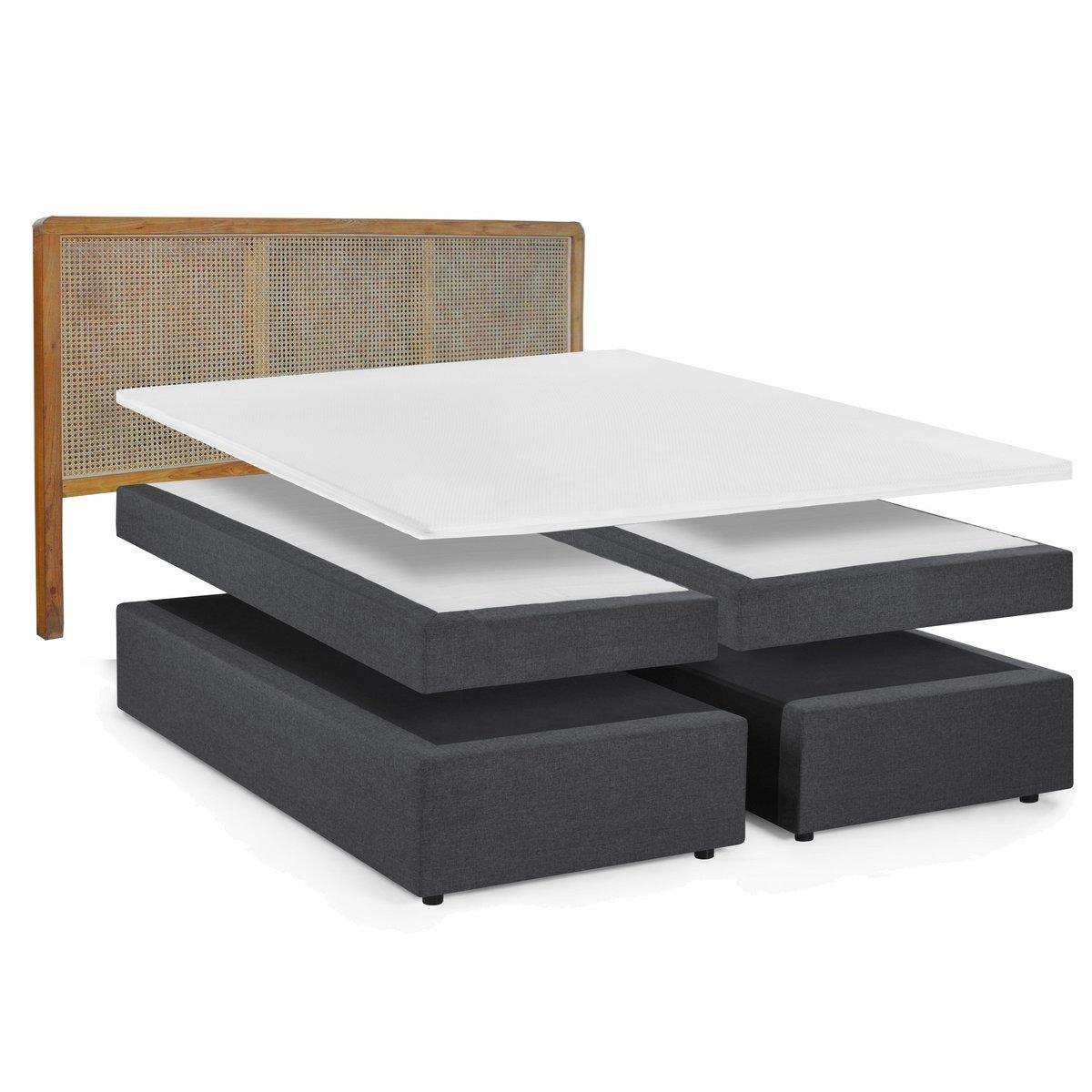 Boxspringbett mit Rattan-Kopfteil - HomeDesign Knaus