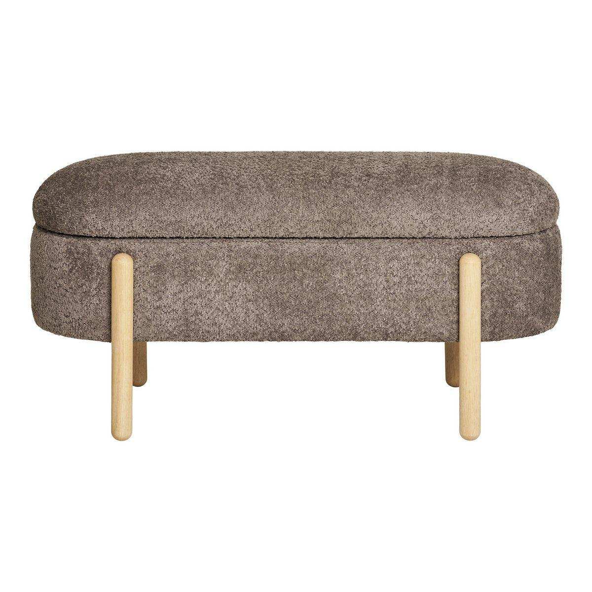 Branca Bank – Braun/Natur, Polyester/Schaum/Sperrholz, 98 x 41 x 48 cm - HomeDesign Knaus