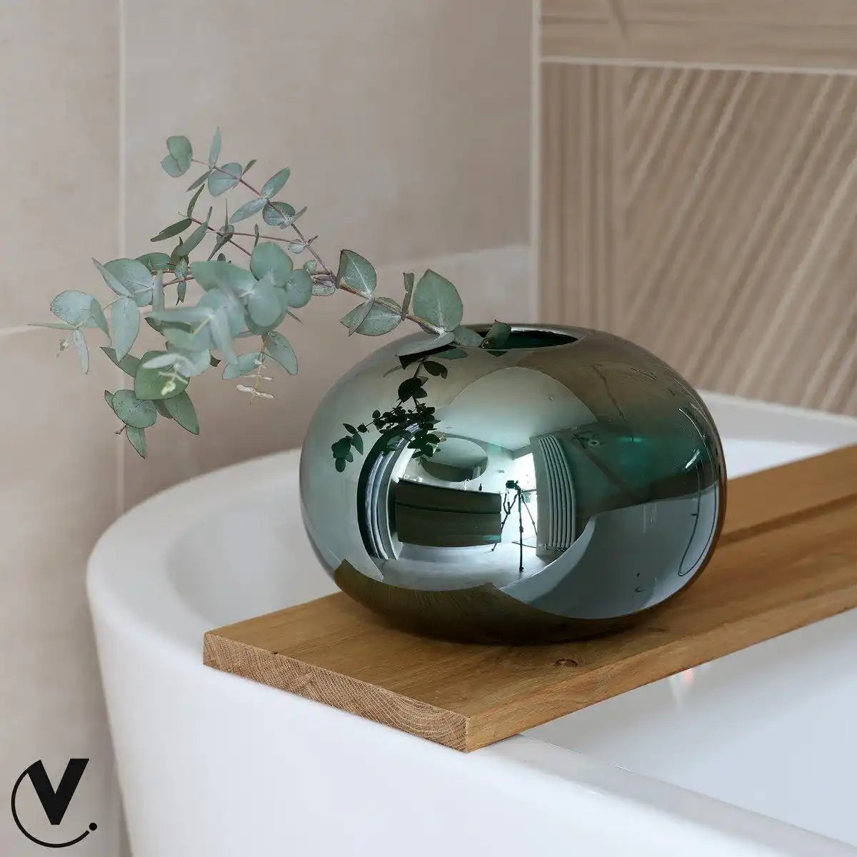 Brenno Designer Blumenvase Glasvase Glänzend Grün Vase Handarbeit - HomeDesign Knaus
