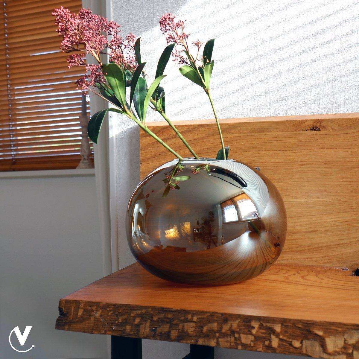 Brenno Designer Blumenvase Glasvase Taupe glänzend Vase Handarbeit - HomeDesign Knaus