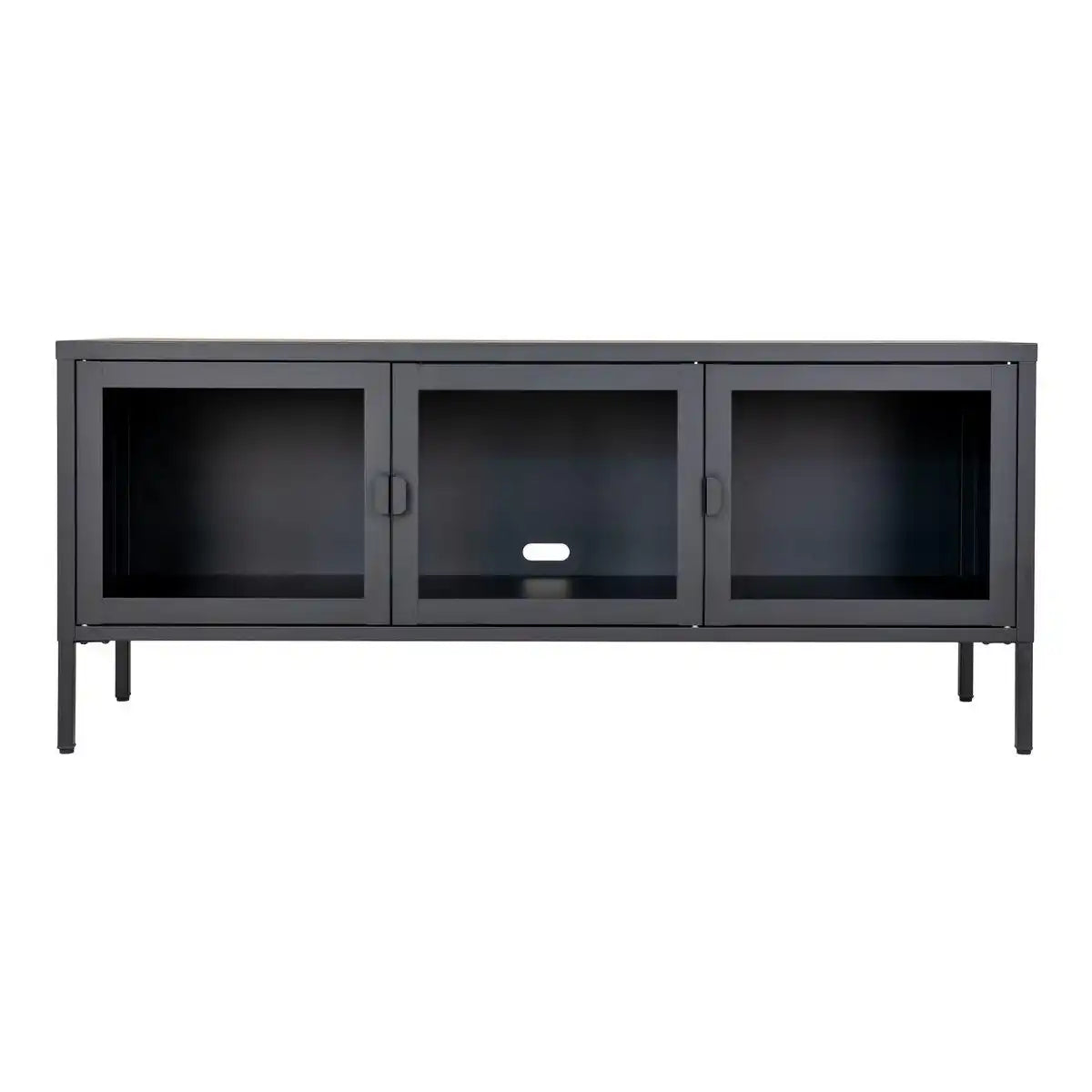 Brisbane TV-Bank - Schwarz, Stahl/Glas, 130x40x55 cm - HomeDesign Knaus