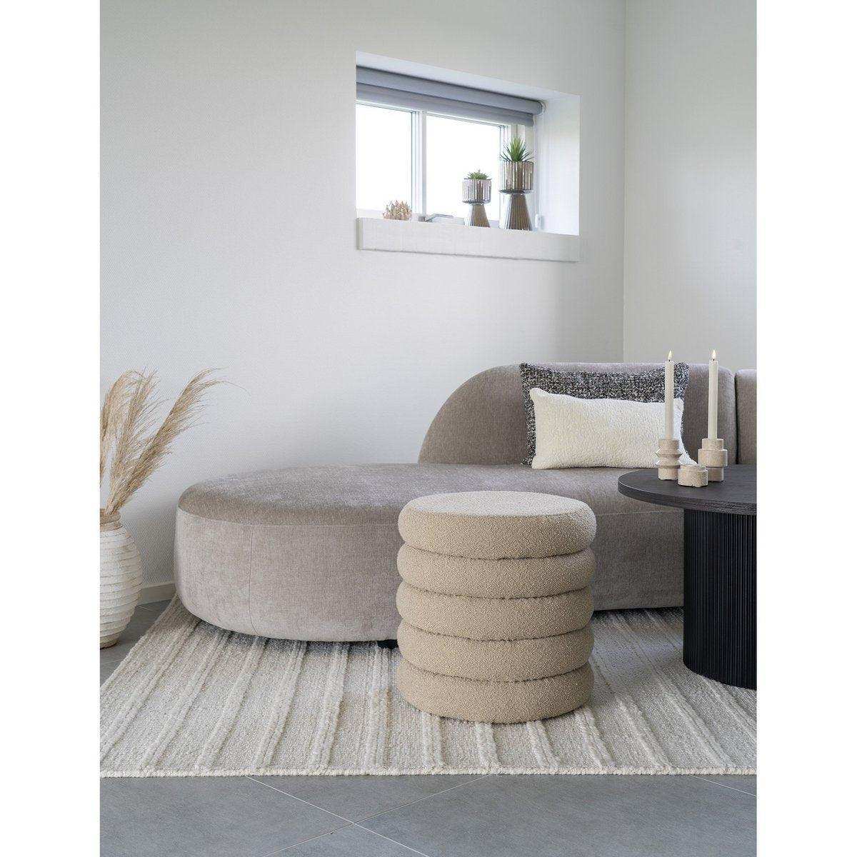 Brooklyn Pouf – Pouf mit Stauraum, lockig, beige, Ø44x44 cm - HomeDesign Knaus
