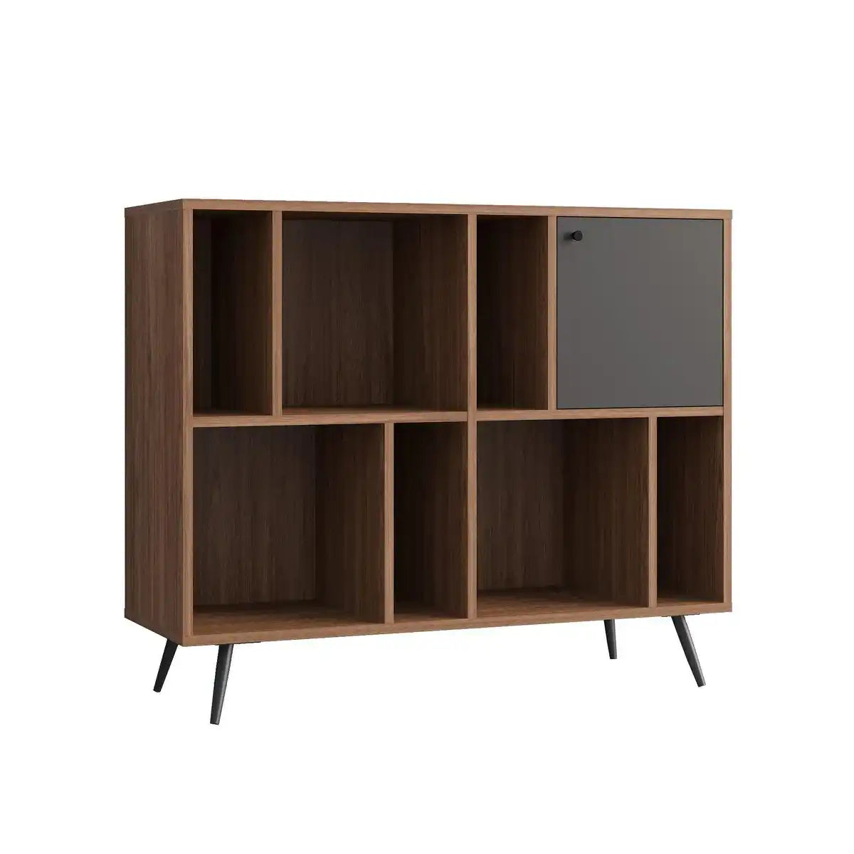 Bücherregal breit Walnuss/Grau - HomeDesign Knaus