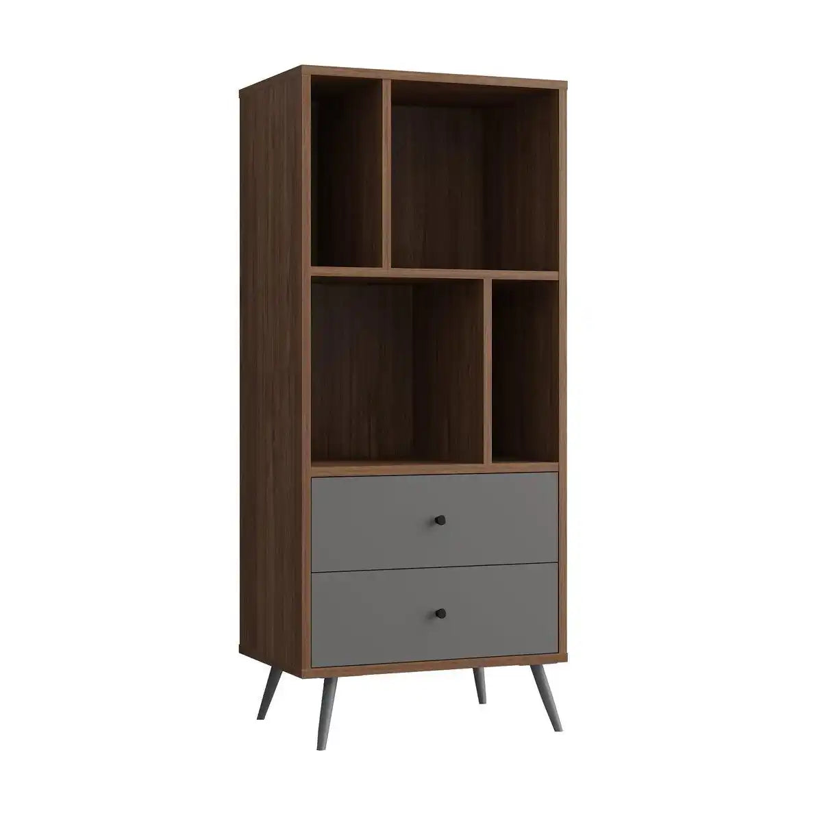 Bücherregal Walnuss/Grau - HomeDesign Knaus