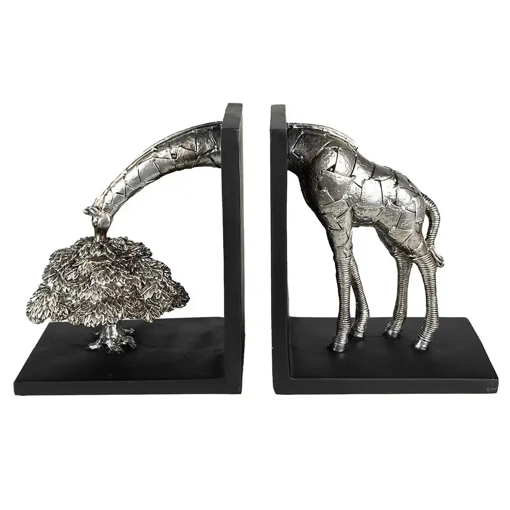 Buchstützen 2er-Set Giraffe Silberfarben 30x10x18 cm - HomeDesign Knaus