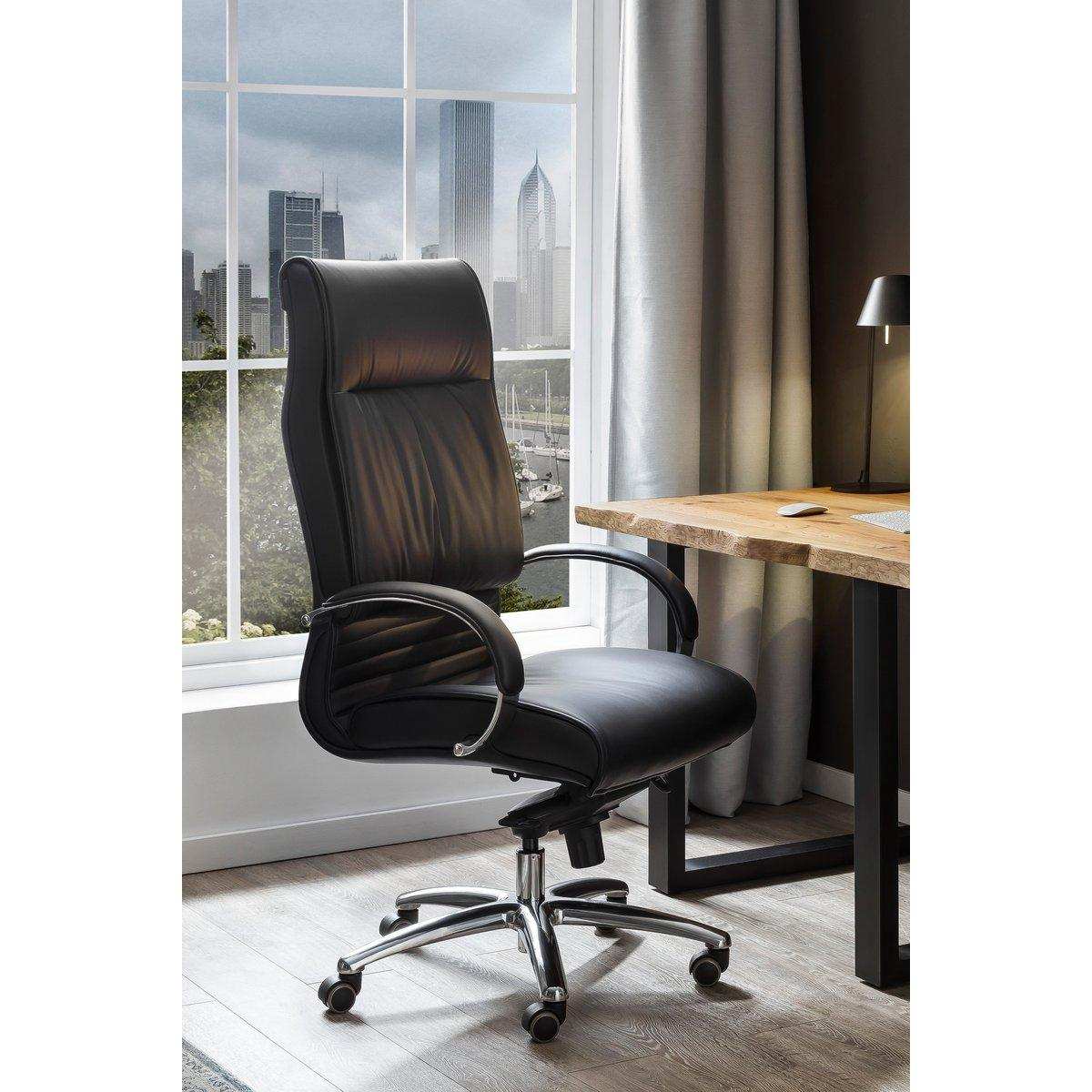Bürostuhl Kunstleder-Optik schwarz - HomeDesign Knaus
