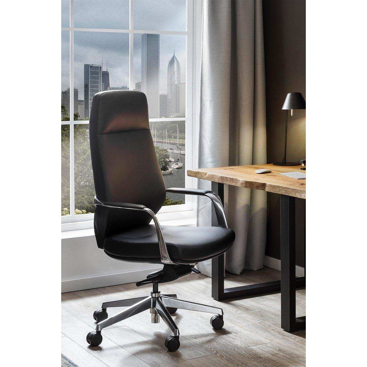 Bürostuhl Kunstleder-Optik schwarz - HomeDesign Knaus