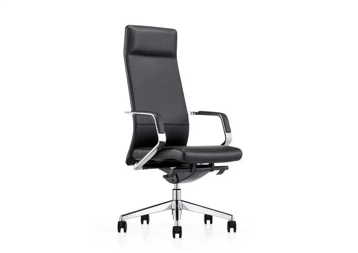 Bürostuhl schwarz Echtleder Schreibtischstuhl - HomeDesign Knaus