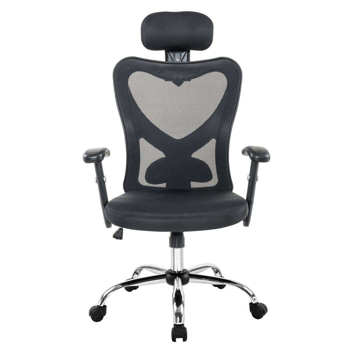 Bürostuhl schwarz mit Kopfstützen aus Mesh - HomeDesign Knaus
