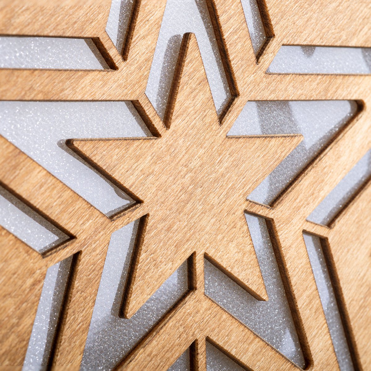 LED-Weihnachtsdeko "Stern" H: 33 cm - Weihnachtsartikel - Deko - Holz - natur - mit integrierter LED - Weihnachtsdekoration