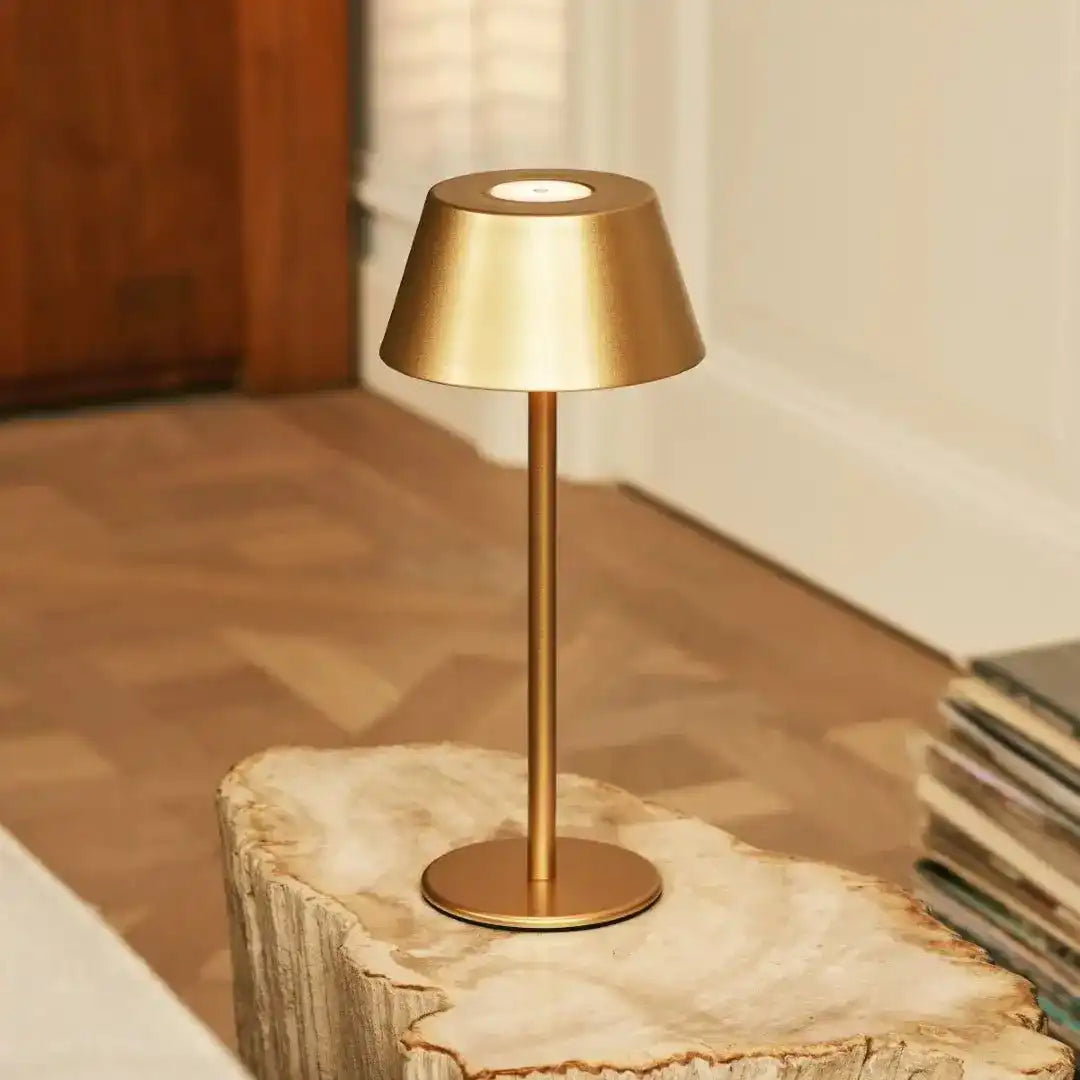 Milou Gold - Tischlampe ohne Kabel l moderne, Design- und 3 Lichtmodi