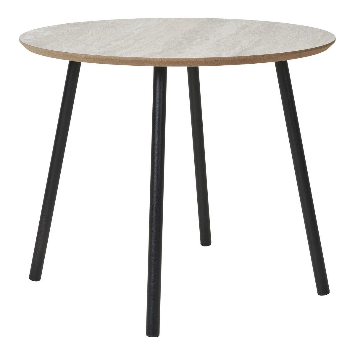 Aalst Couchtisch – Schwarz/Beige, Stahl, MDF, Ø55x45cm