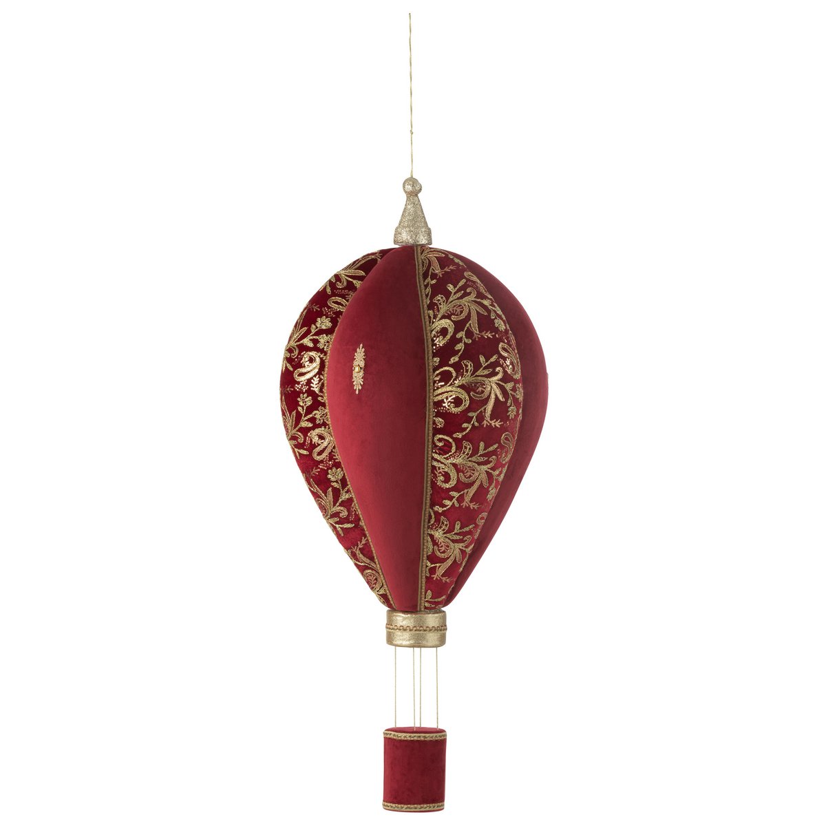 J -Line Decoration Hot Air Ballon - Polyfoam/Textilien - Rot/Gold - L.