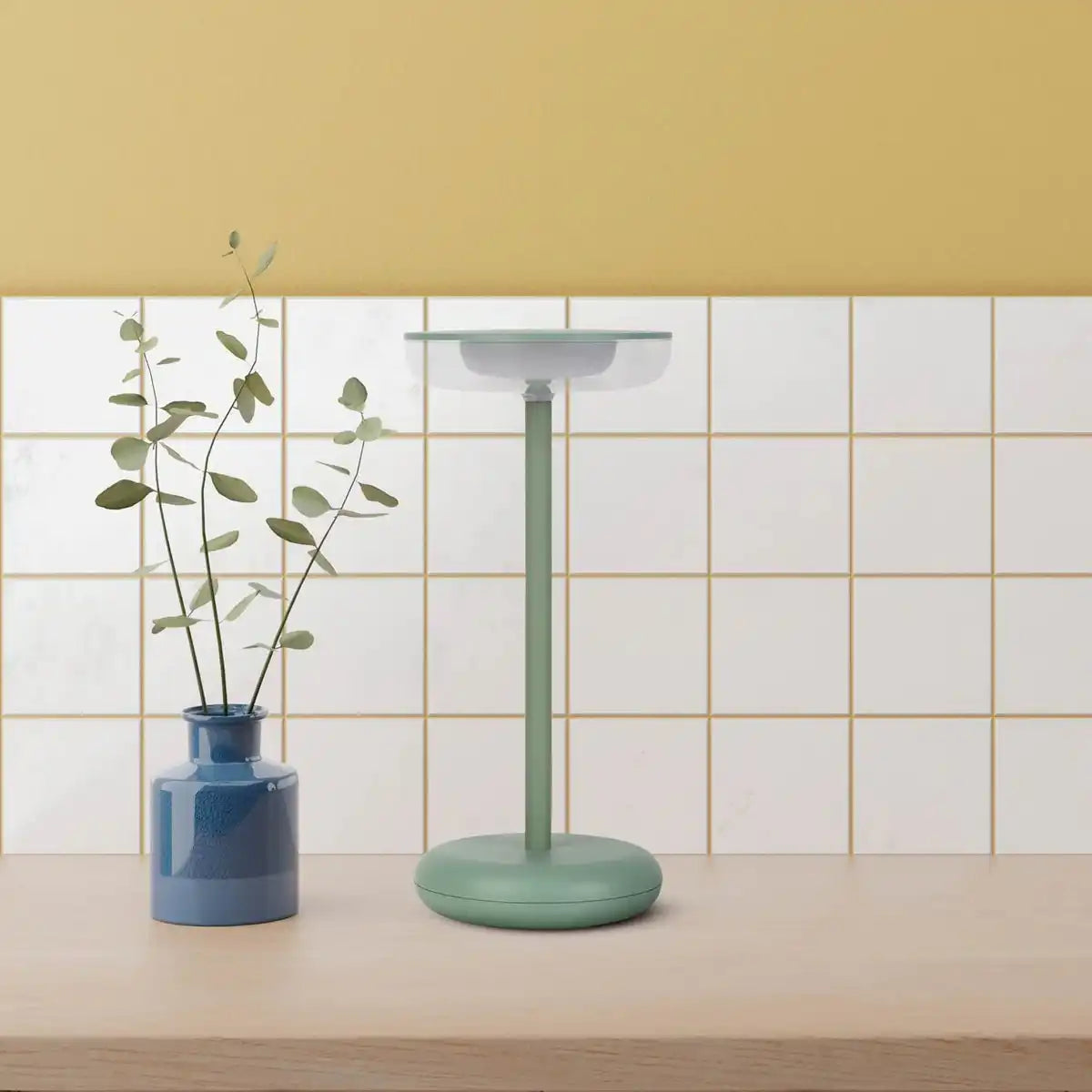 Akku-Tischleuchte "PASI" für Außen und Innen, aus Metall und Kunststoff in Mint, dimmbar, mit Touch- und Memory-Funktion, ca. 26 cm hoch