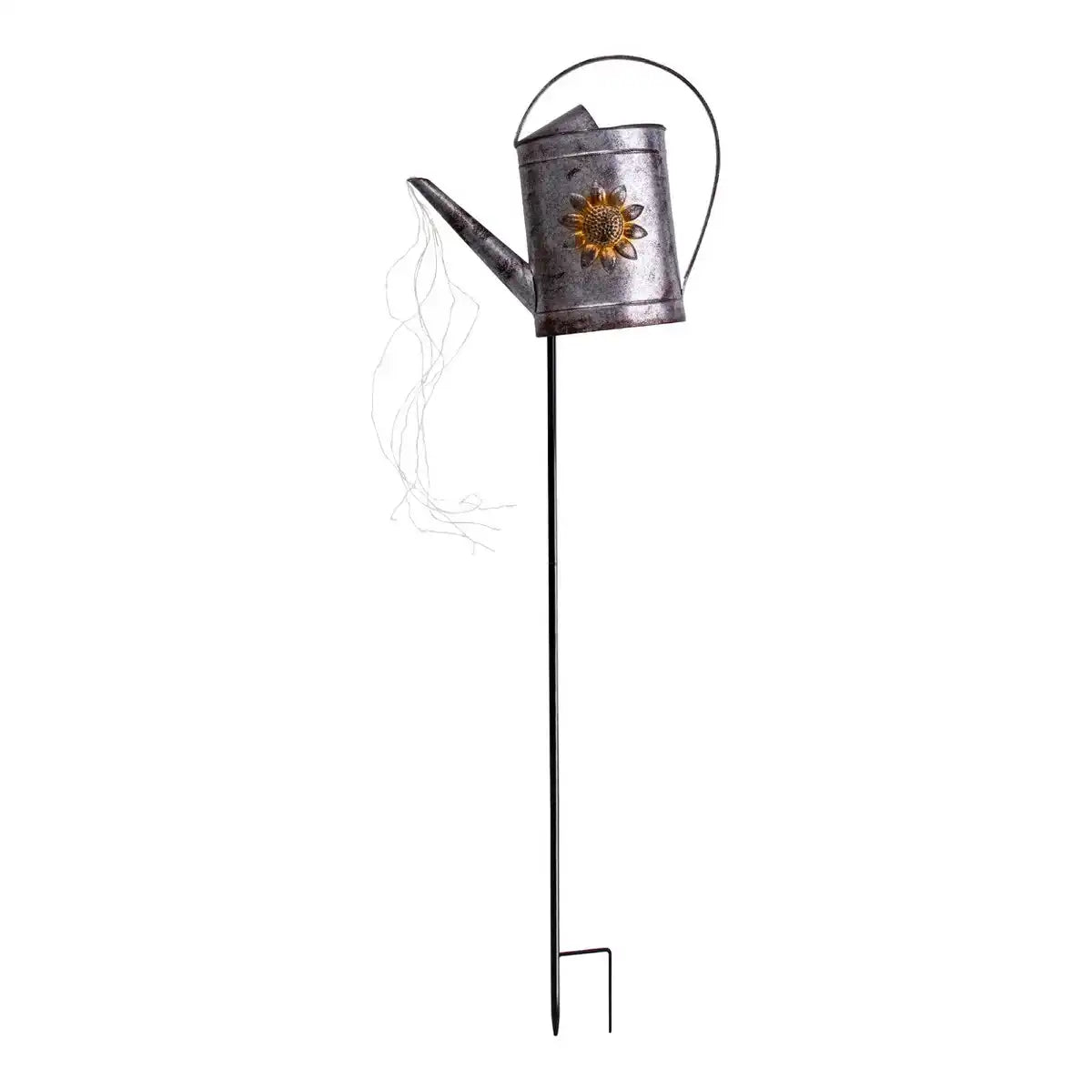 LED-Solar Erdspieß (Gießkanne) h: 110cm verzinkt , für Außen, Erdspieß aus Metall und Kunststoff in Silber, mit integrierter LED