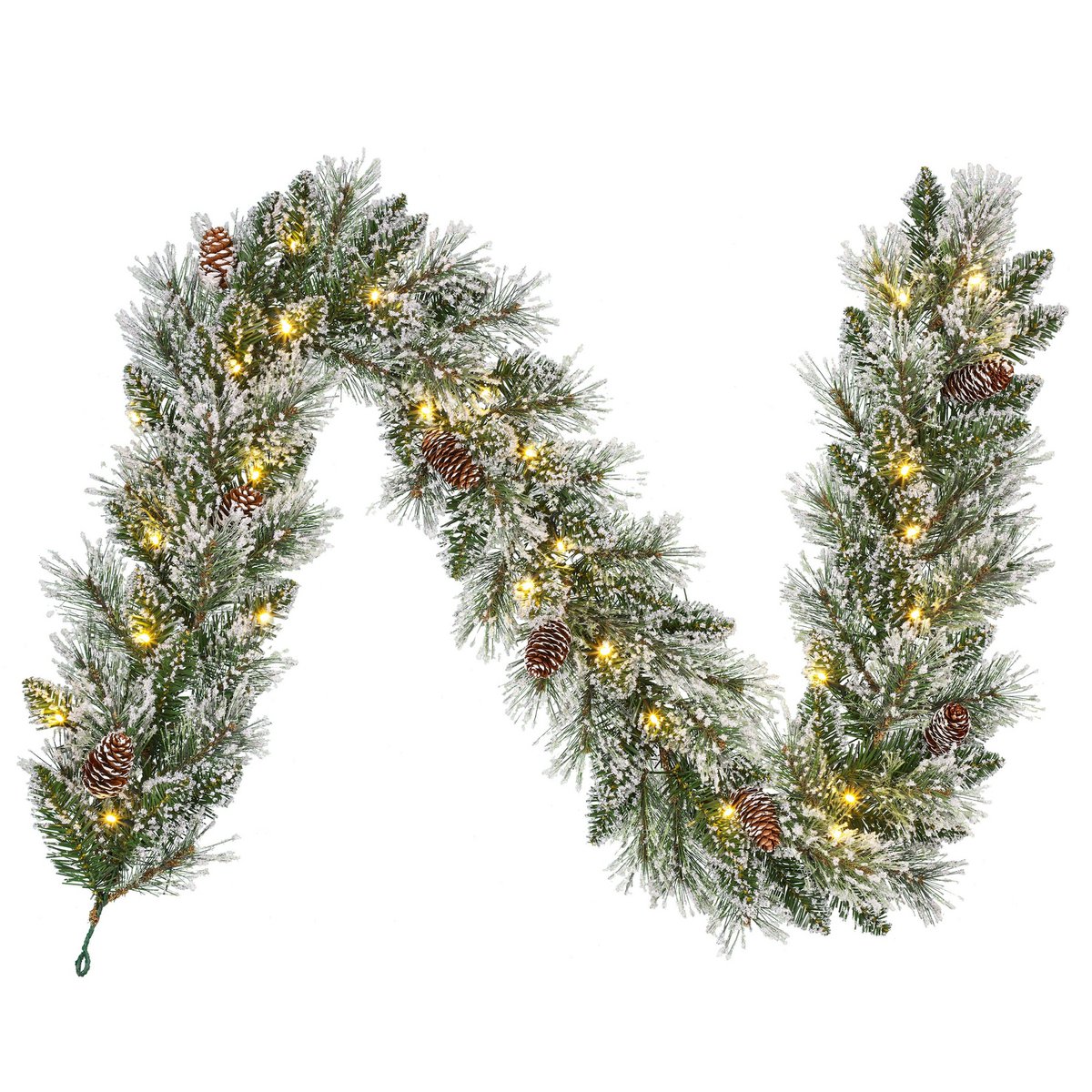 Girlande mit LED-Beleuchtung – L180 cm – Grün gefrostet