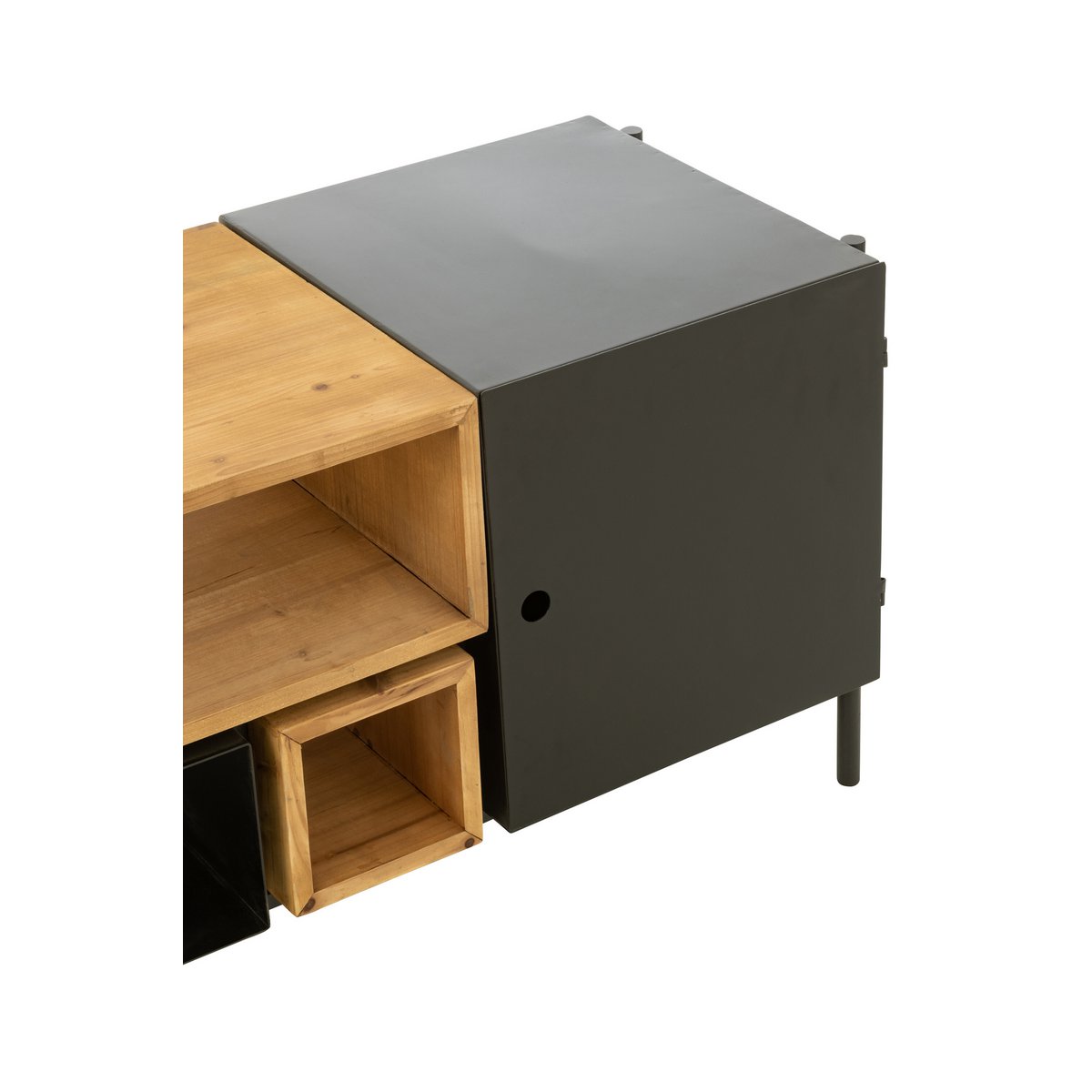 J-Line TV-Schrank Tina – Holz/Eisen – Schwarz/Natur