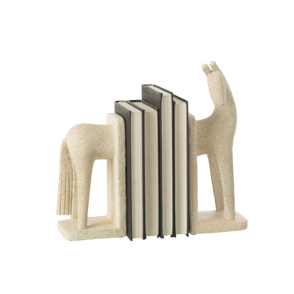 J-Line 2er-Set Buchstützen Pferd Modern Resine Beige