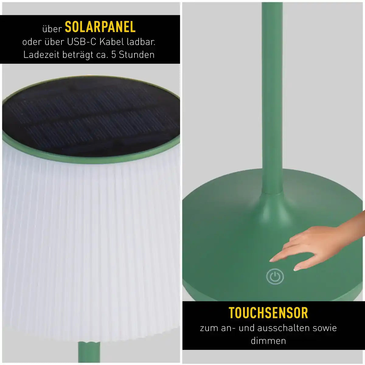 LED Leuchte "EMMI" für Außen und Innen, Tischlampe aus Metall und Kunststoff, mit fest verbauten LEDs, LED Tischlampe für Balkon, Terrasse, Garten, Wohnzimmer, Wintergarten, ca. 38 cm hoch
