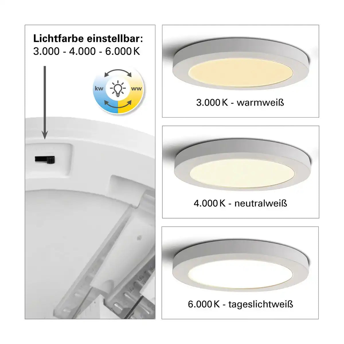 LED Deckenleuchte "BONUS", Funktion, Deckenlampe aus Metall und Kunststoff, Ringe in Chrome und Weiß sind wechselbar, mit fest verbauten LEDs, 22,5 cm Durchmesser