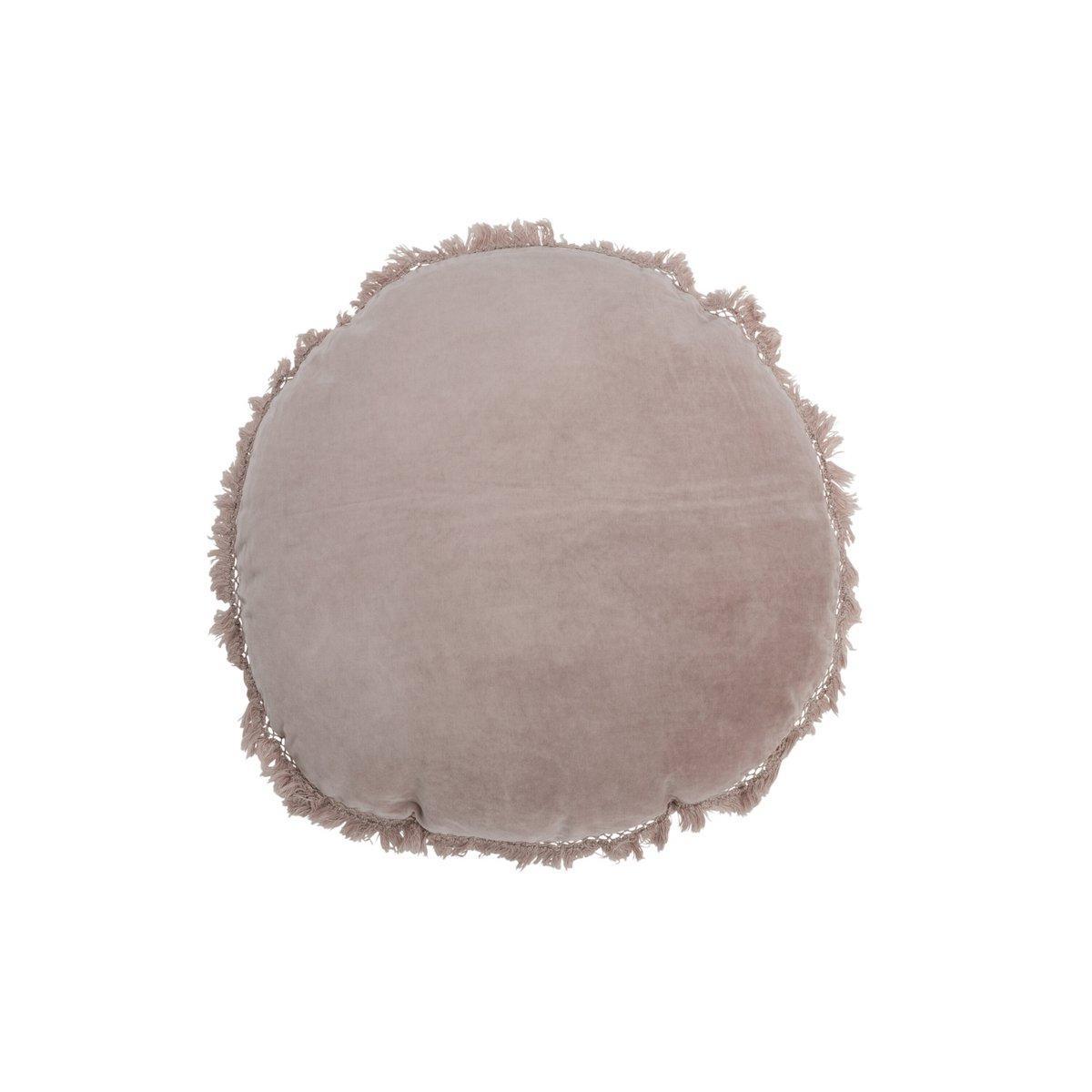 J-Line Kissen Round Velvet – Baumwolle/Leinen – Altrosa