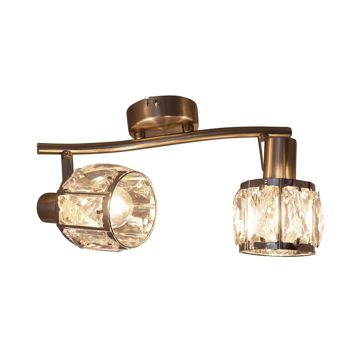 2er-LED-Spot "JOSEFA", Deckenlampe aus Metall und Glas in Edelstahloptik, mit E14-Fassung Filament Leuchtmittel inklusive, für Wohnzimmer, Esszimmer, Flur oder Diele 28 x 8 cm