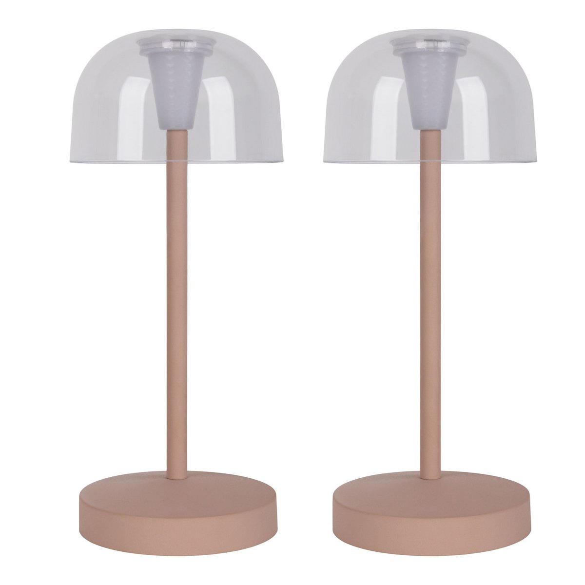 2-er Set LED-Akku-Tischleuchte "Gomba" für Außen und Innen, aus Metall und Kunststoff in Frosted Almond , 18,5 cm hoch