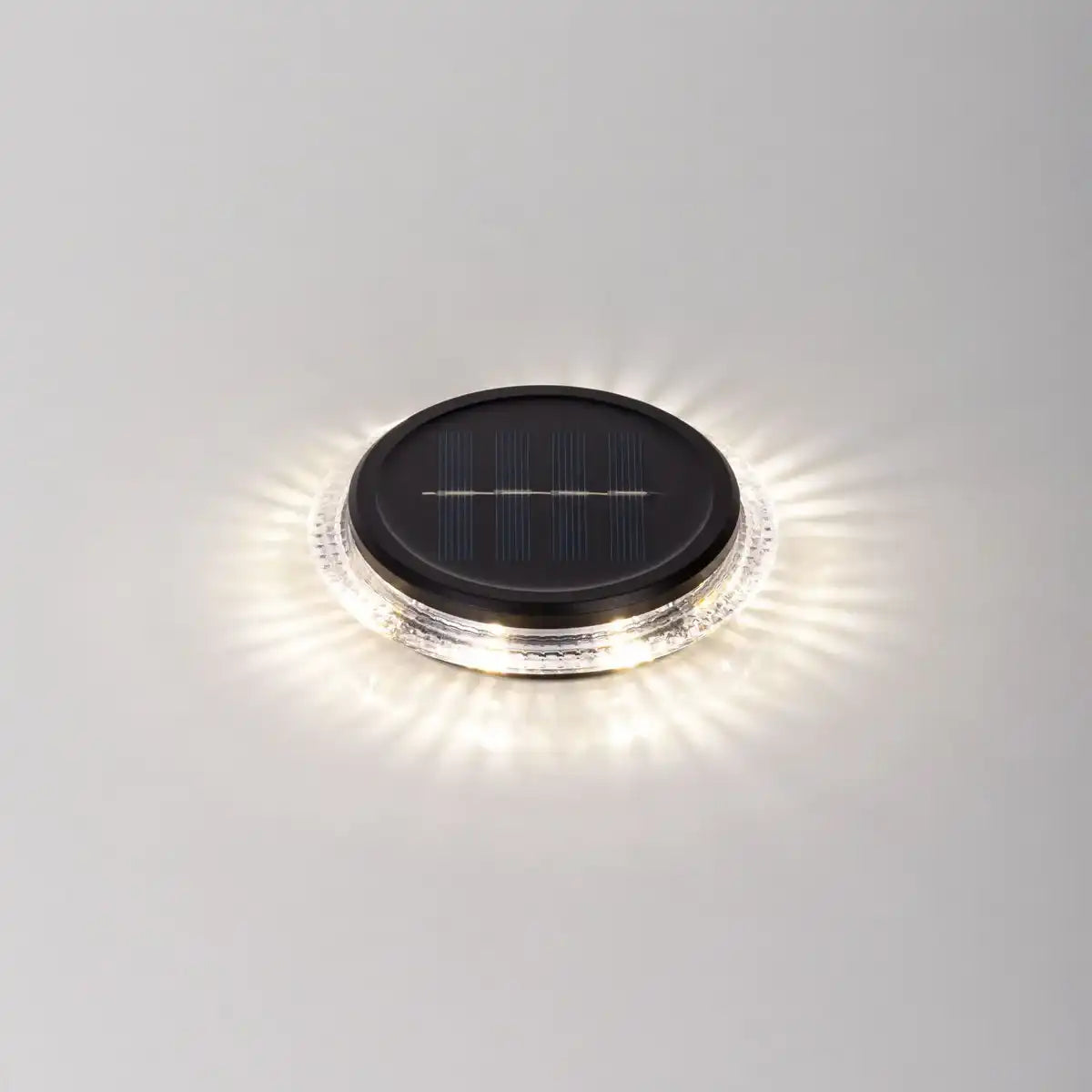 6er Set Solar-Boden-Erdspießleuchte Ø ca, 11,2 cm, schwarzer Kunststoff, Dämmerungssensor, für Eingang, Terrasse und Wege