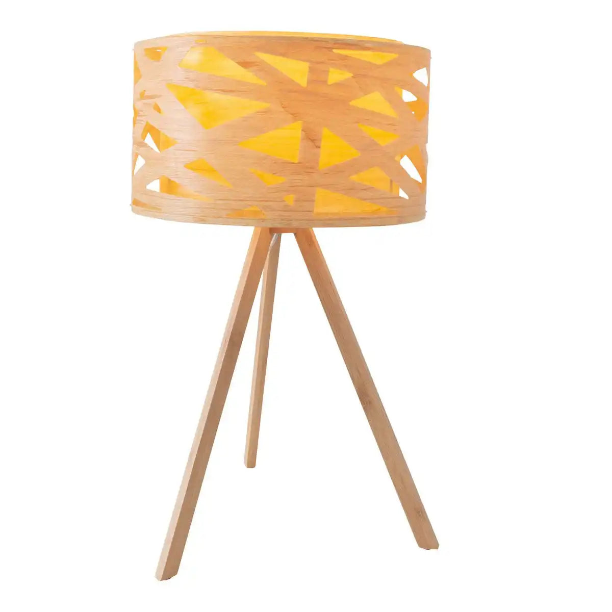 Tischleuchte "FINJA" aus naturfarbigem Kunststoff/Holzimitat, mit E27-Fassung Beleuchtung für Wohnzimmer, Esszimmer oder Büro, 55 cm hoch