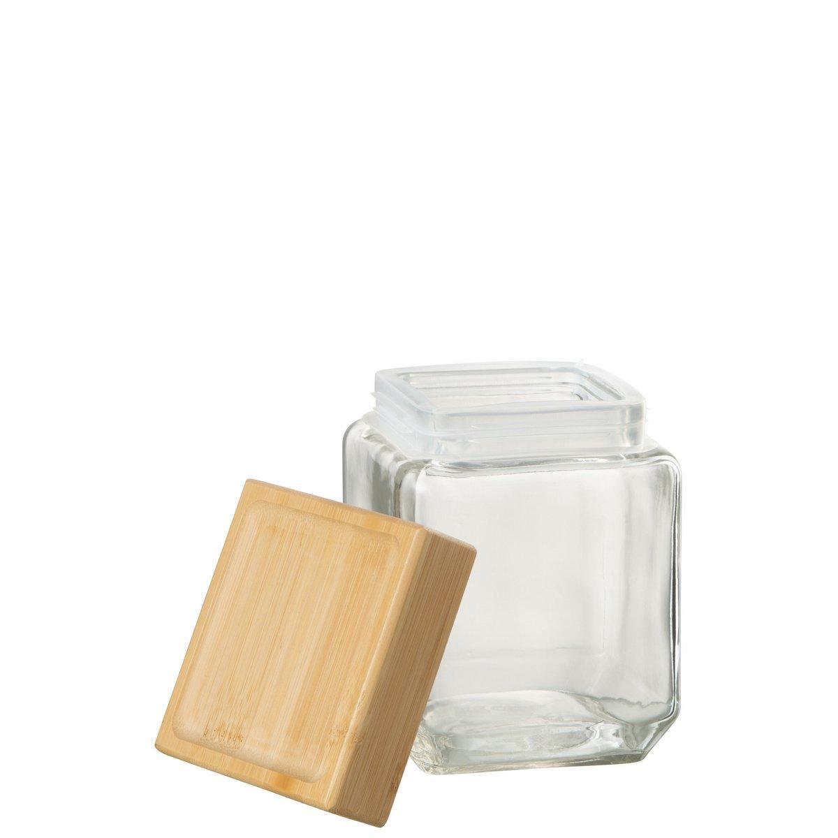 J-Line Glasgefäß Brad Glas/Bambus transparent/natürlich mittelgroß