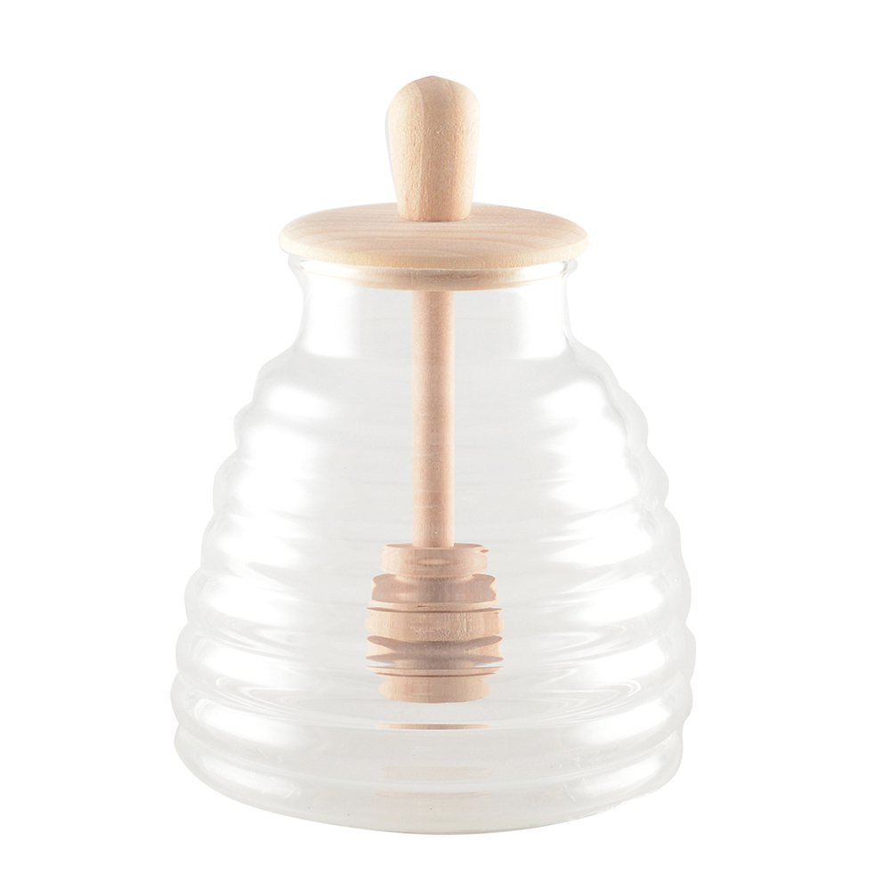 Honey Jar Bienenstock in Glas und Holz 10x10x13cm