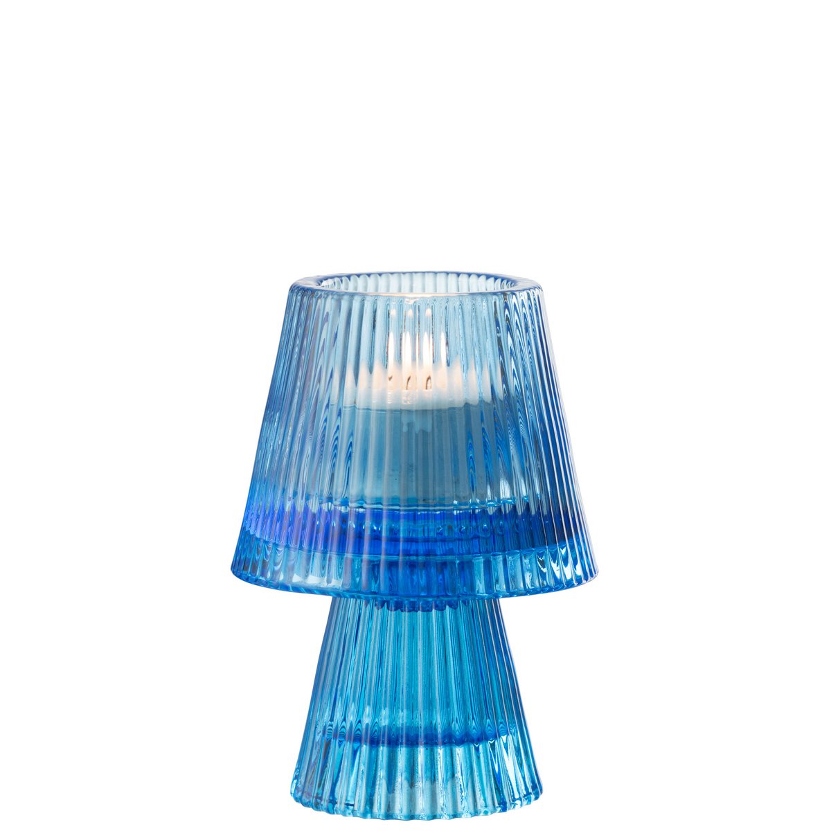 J-Line Teelichthalter Hutglas Blau