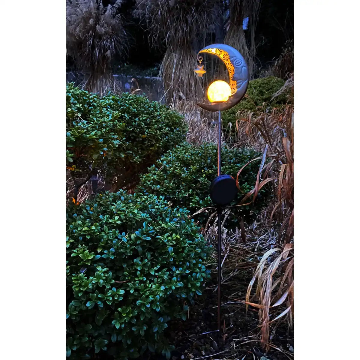 LED-Solar Erdspieß "MOND" , für Außen, Erdspieß aus Metall und Glas in Silber, mit integrierter LED