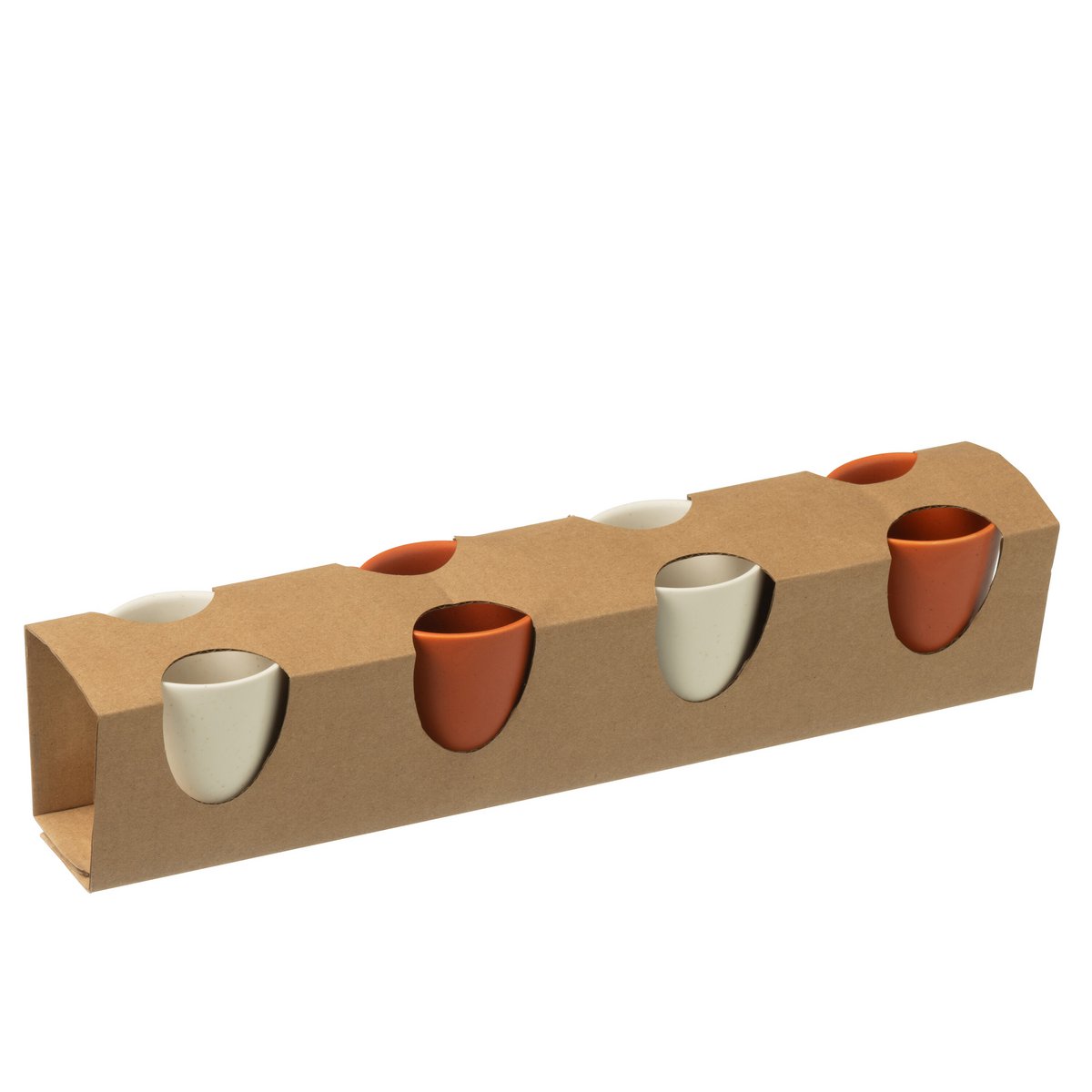 J-Line Box mit 4 Kaffeebeuteln mit Ohr, Keramik, Orange/Weiß